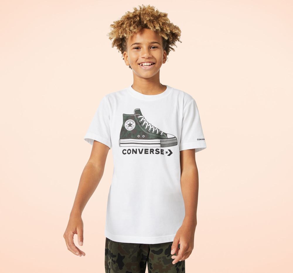 Camiseta Converse Printed Sneaker Criança Branco 152847UXZ